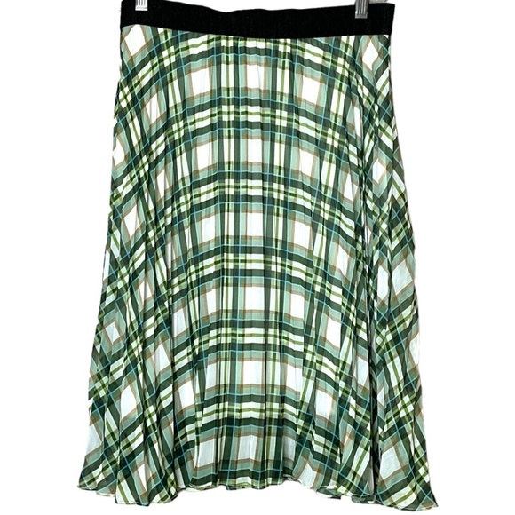 KAREN by SIMONSEN Sea Spray Green Allover Pleated Plaid Skirt Fully Lined Sz 8 - Picture 4 of 8